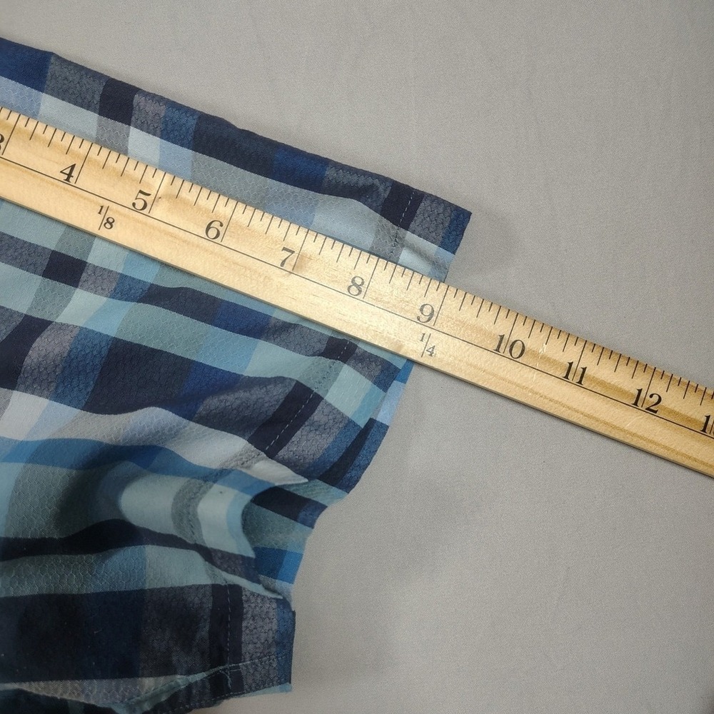 Eddie Bauer Shirt Mens 2XL Blue Classic Fit Plaid Nylon Blend Short Sleeve - Picture 10 of 12